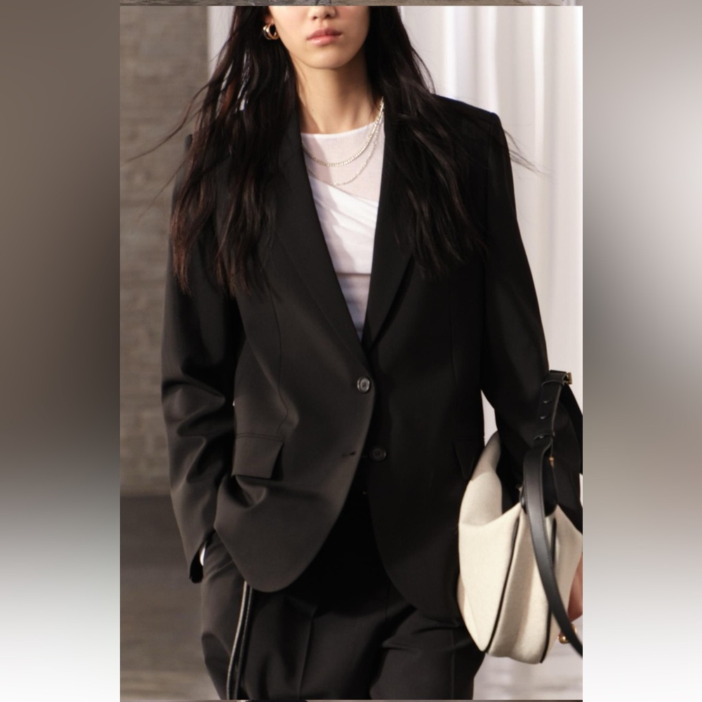 Zara Oversized Wool Blend Jacket Blazer Coat ZW Collection Black size XS NWT - Picture 2 of 16